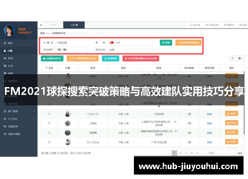 FM2021球探搜索突破策略与高效建队实用技巧分享